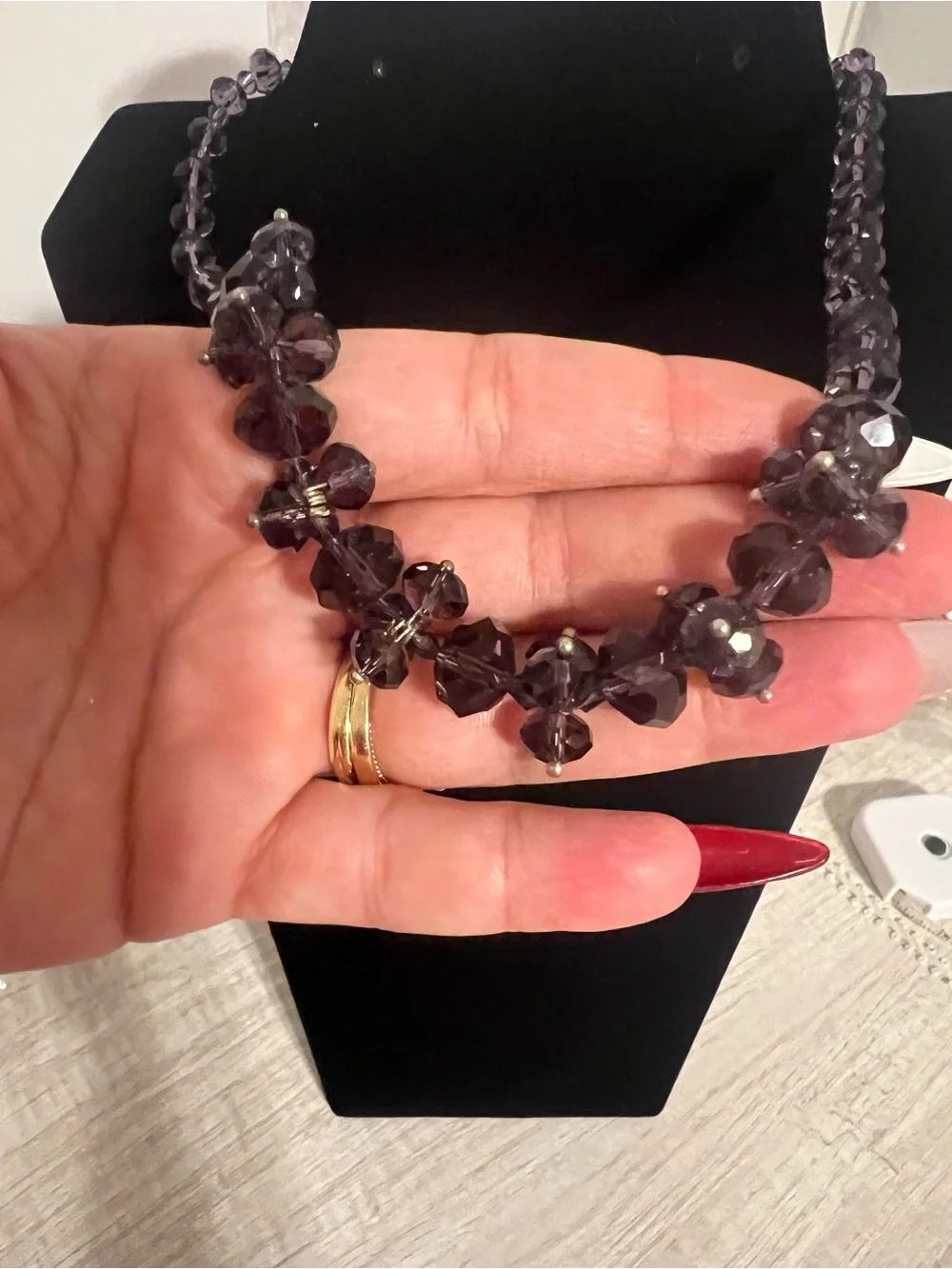 Purple Crystal Bead Necklace - Unbranded